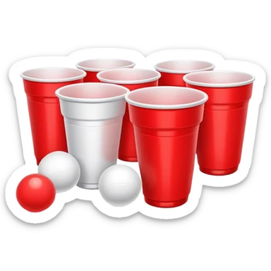 beer pong with a few cups and ping pong ball sticker