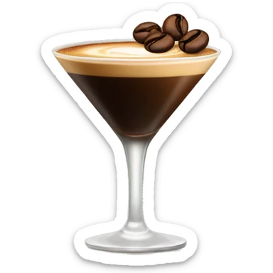 Espresso martini with three coffee beans on top as garnish sticker