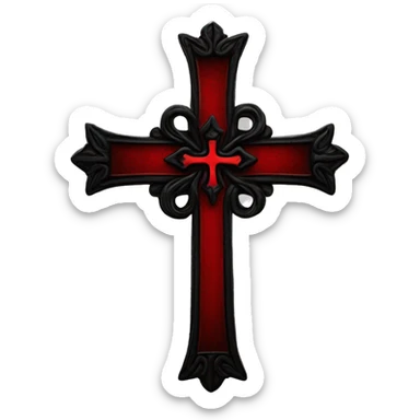 gothic cross red and black sticker