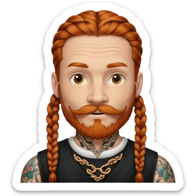 thick very dark ginger braids man old very tattoed with the whitest mustache ever sticker