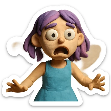 white girl with purple and pink hair, shocked fairy expression sticker