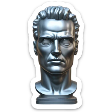 roman style bust sculpture of the head of a robot t-1000 from the terminator saga sticker