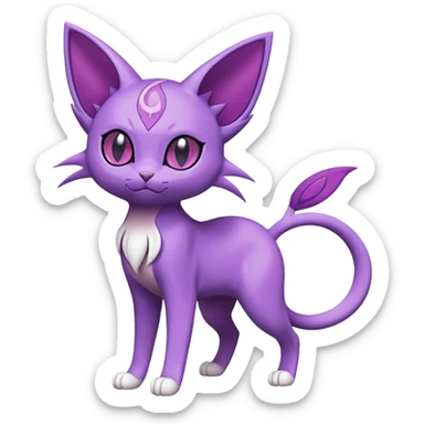 Purrloin-Espeon-Skitty-Pokémon-Fakémon-hybrid-creature (full body) sticker