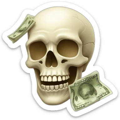 Skull with money  sticker