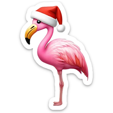 Flamingo with santa hat sticker