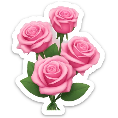 Pink roses bouquet with ribbon sticker