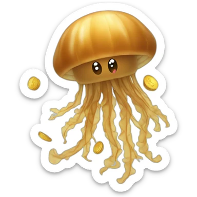 Baby brown jellyfish dancing money sticker