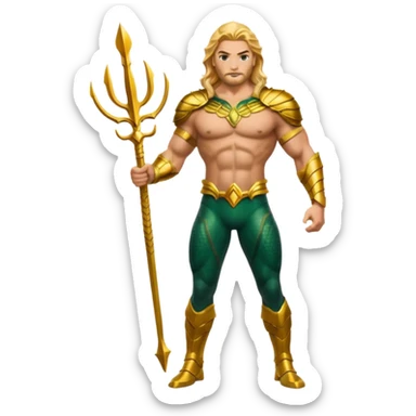 aquaman full green and gold armor standing sticker