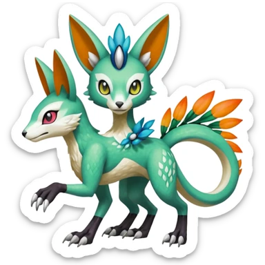 Meloetta-Vernid-Trico-Fionbri-Sergal-Pokémon-Digimon-Fakémon-fusion-hybrid-creature sticker