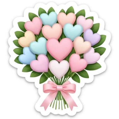 pastel heart bouquet sticker