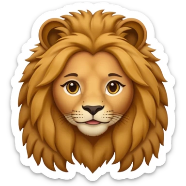 Leo woman as an emoji, modern, chic, with lion features, no text sticker