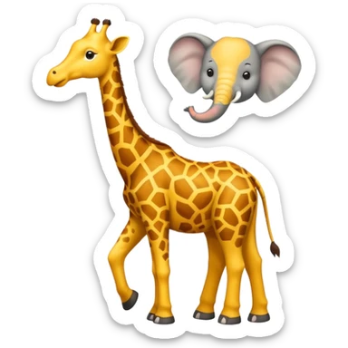 A giraffe with a elephant on top  sticker