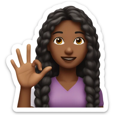 The girl holds out her hand forward on which you can see the manicure sticker