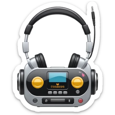 circular walkman with an headphone sticker