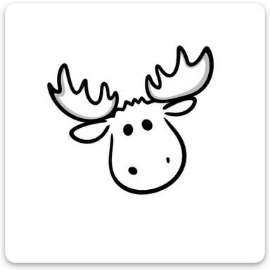 Hand drawn doodle style moose sticker