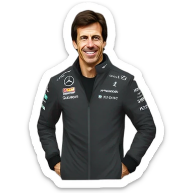 Happy Toto Wolff after Lewis Hamilton wins a championship sticker