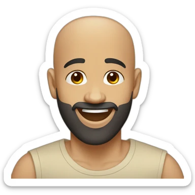laughing egyptian bald guy with black beard in beige t-shirt sticker