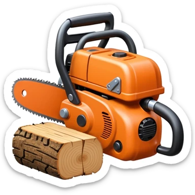 chainsaw with wood sticker