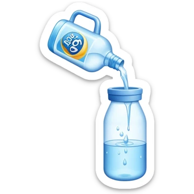 bottle of water being poured out into the air sticker