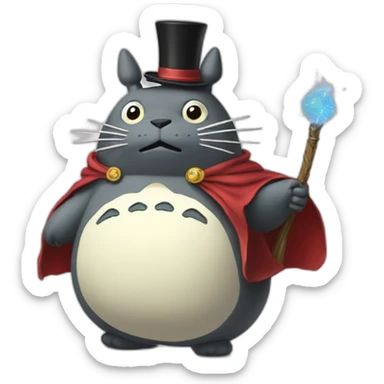 Totoro with magician cloak and wand sticker
