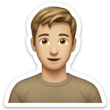 A 18 year old, Caucasian man, with short brown hair,   with brown eyes wearing a t-shirt. sticker