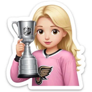 cute blonde girl drinking from stanley cup sticker