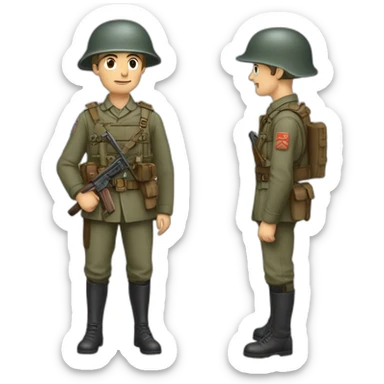 un soldat français de la première guerre mondiale avec son arme sticker