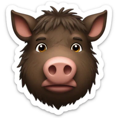 fullface sad brown boar with stubble in a black winter ha sticker