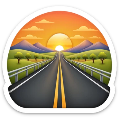 road with sunset sticker
