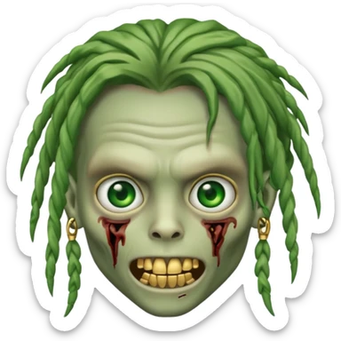 zombie boy emoji with dreads and gold grillz sticker