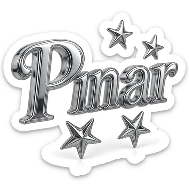 Write "Pınar" in this style, try majesty fonts. Add two or three stars around it so that it looks like this but it has a hand-drawn shape. sticker