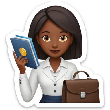 a financier black skin girl with a portfolio sticker