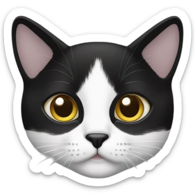 Black and white cat white a black mustache  sticker