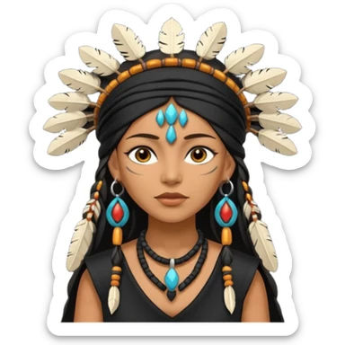 shaman woman in black clothes sticker