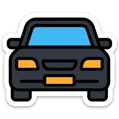 black car, icon, with colored outlines sticker