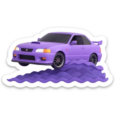 japanese purple wave phonk car drifting sticker