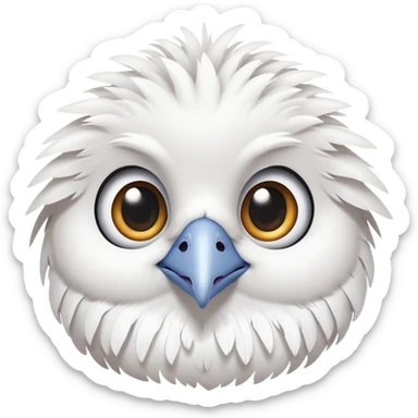 dove head, novelty emoji, big eyes and cute look sticker