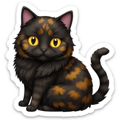 Tourtish black cat with yellow eyes loafing/sitting sticker