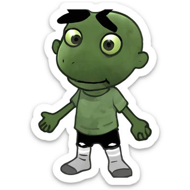 Super idol as creepy black zombie toddler with a gray spot shining on his head with the background being dark gray and “super idol” is almost pitch black and outside of that circle is literally just a pitch black background sticker