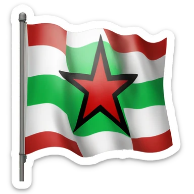 flag with green,white,red and a black star in the middle sticker