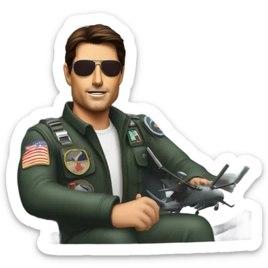 tom cruise piloting a helicopter, full helicopter visable sticker