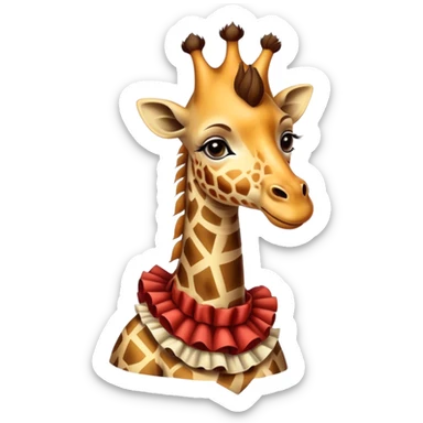 Vintage circus giraffe wearing neck ruffle sticker