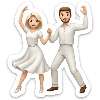 Man and woman dancing white sticker
