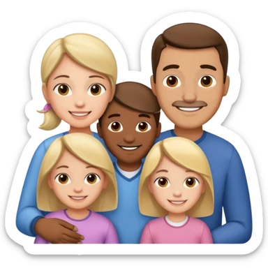 family with two dads and two daughters sticker