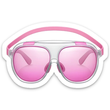 protective glasses with pink lenses and adjustable safety strap, elastic band sticker