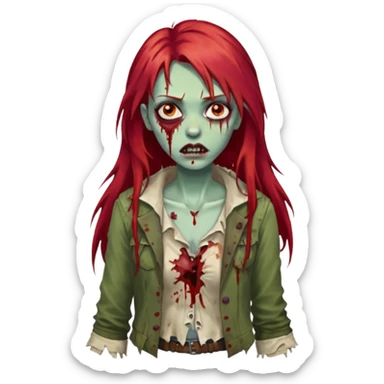Franja cabelo ruivo comprido zombie sticker