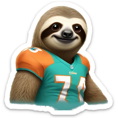 Sloth with a Miami Dolphins jersey  sticker