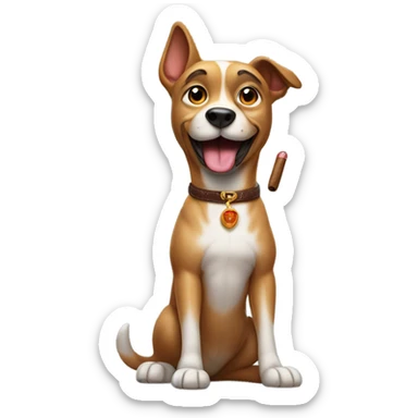 Dog with cigar sticker