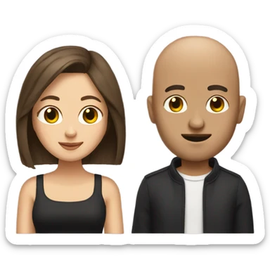 Bald guy and brown hair girl at a concert sticker