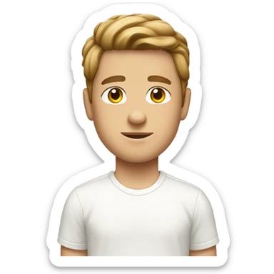 White boy with a brown curtains haircut in a white Nike shirt sticker